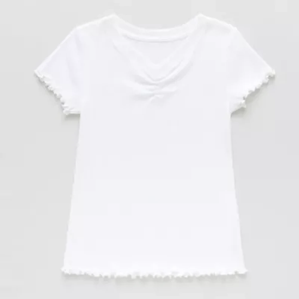 Thereabouts Rib Little & Big Kid Girls V Neck Short Sleeve T-Shirt