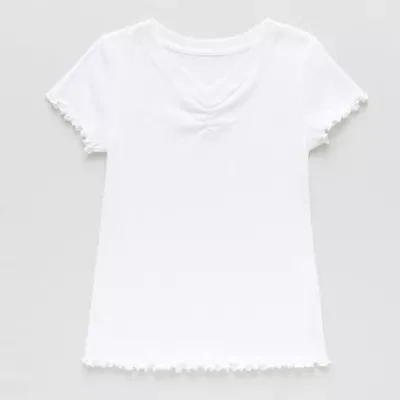 Thereabouts Rib Little & Big Kid Girls V Neck Short Sleeve T-Shirt