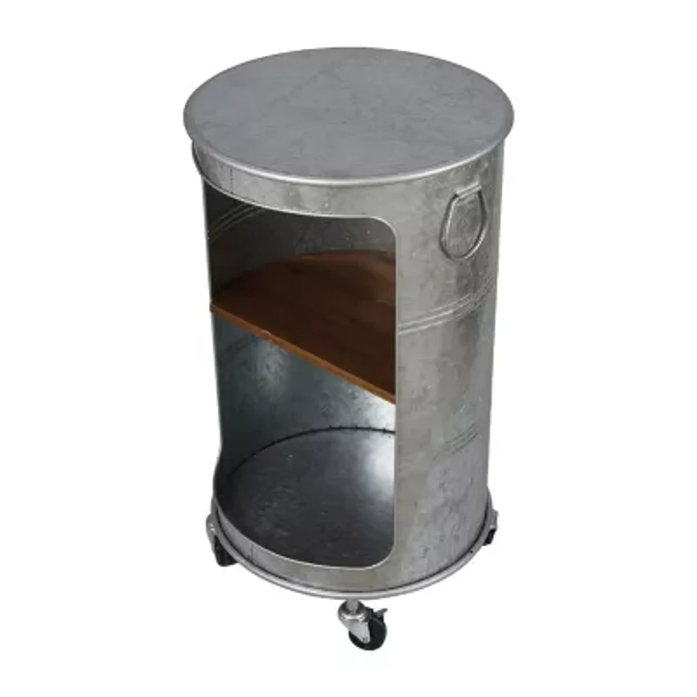 Church St. Round Metal End Table w/Wheels