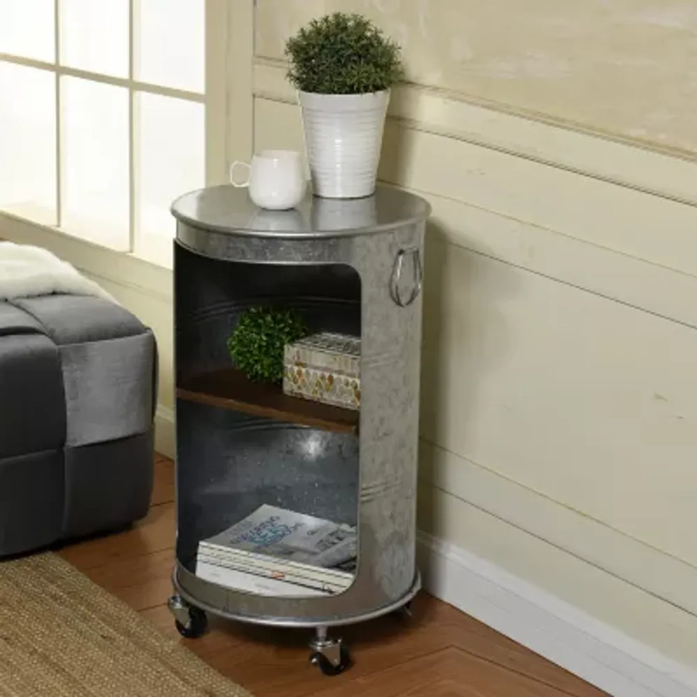 Church St. Round Metal End Table w/Wheels