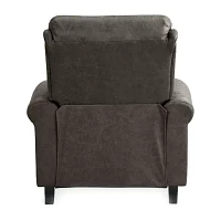 ProLounger Anna Traditional Roll-Arm Push Back Recliner Distressed Faux Leather with Nailheads