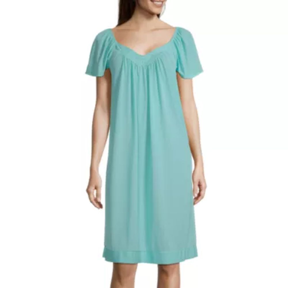 Lissome Tricot Womens Short Sleeve Sweetheart Neck Nightgown