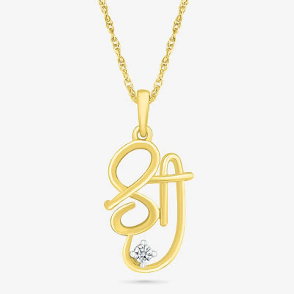 Shree Symbol Womens Diamond Accent Natural White Diamond 14K Gold 18 Inch Pendant Necklace