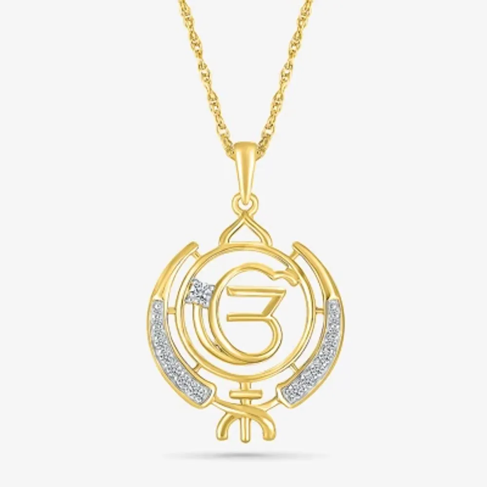Khanda Womens 1/8 CT. T.W. Natural White Diamond 14K Gold 18 Inch Pendant Necklace