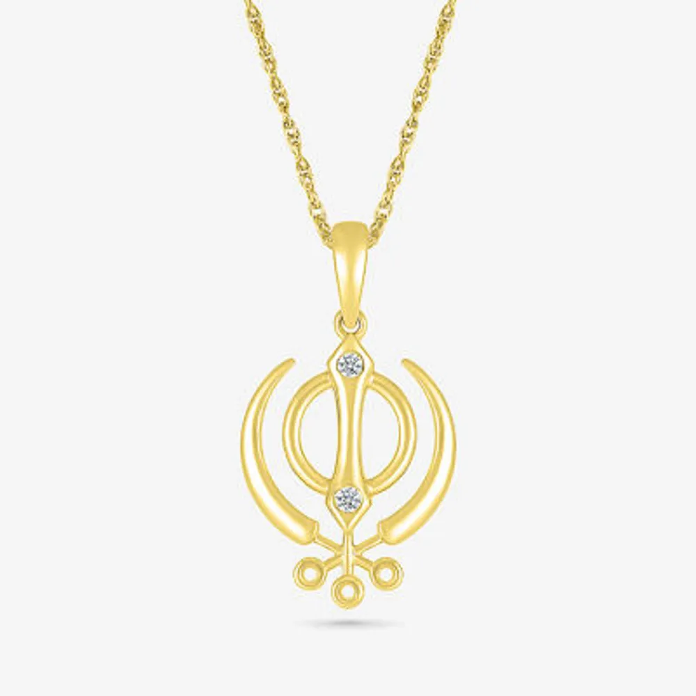 Khanda Womens Diamond Accent Natural White Diamond 14K Gold 18 Inch Pendant Necklace