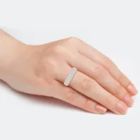 Micro Pave Womens 5.5MM 1 1/2 CT. T.W. Natural White Diamond 10K Rose Gold Anniversary Wedding Band