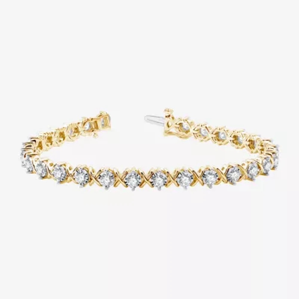 H-I / Si2-I1) Womens 4 CT. T.W. Lab Grown White Diamond 10K Gold 7.5 Inch Tennis Bracelet