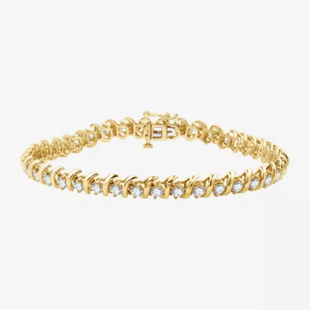 (H-I / Si2-I1) Womens 4 CT. T.W. Lab Grown White Diamond 10K Gold 7.5 Inch Tennis Bracelet