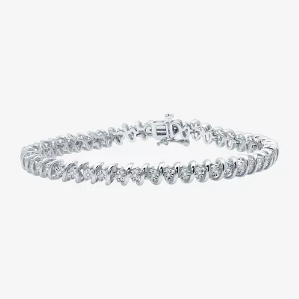 Womens 1/ CT. T.W. Lab Grown White Diamond Sterling Silver 7.5 Inch Tennis Bracelet