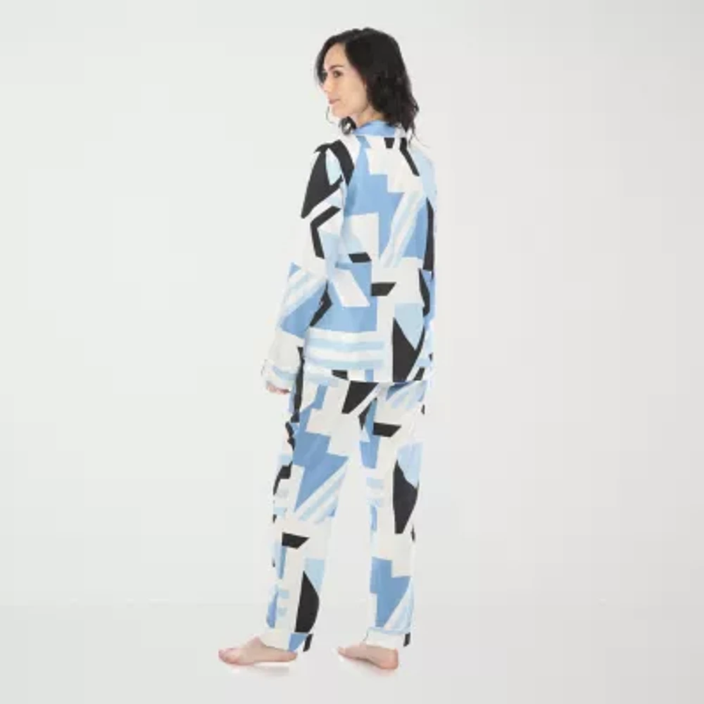 White Mark Womens Satin Long Sleeve 2-pc. Pajama Sets