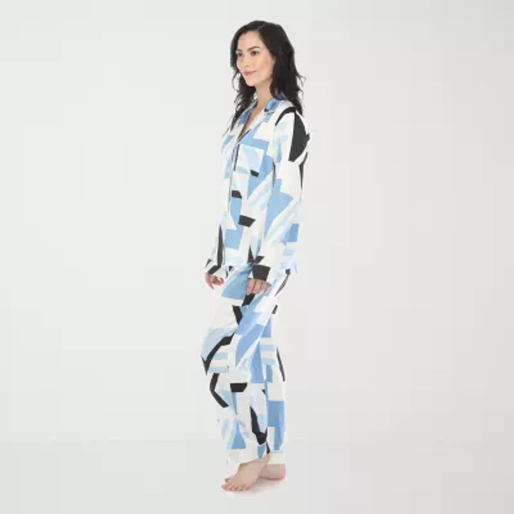 White Mark Womens Satin Long Sleeve 2-pc. Pajama Sets