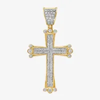 Mens 1 1/8 CT. T.W. Natural White Diamond 10K Gold Cross Pendant