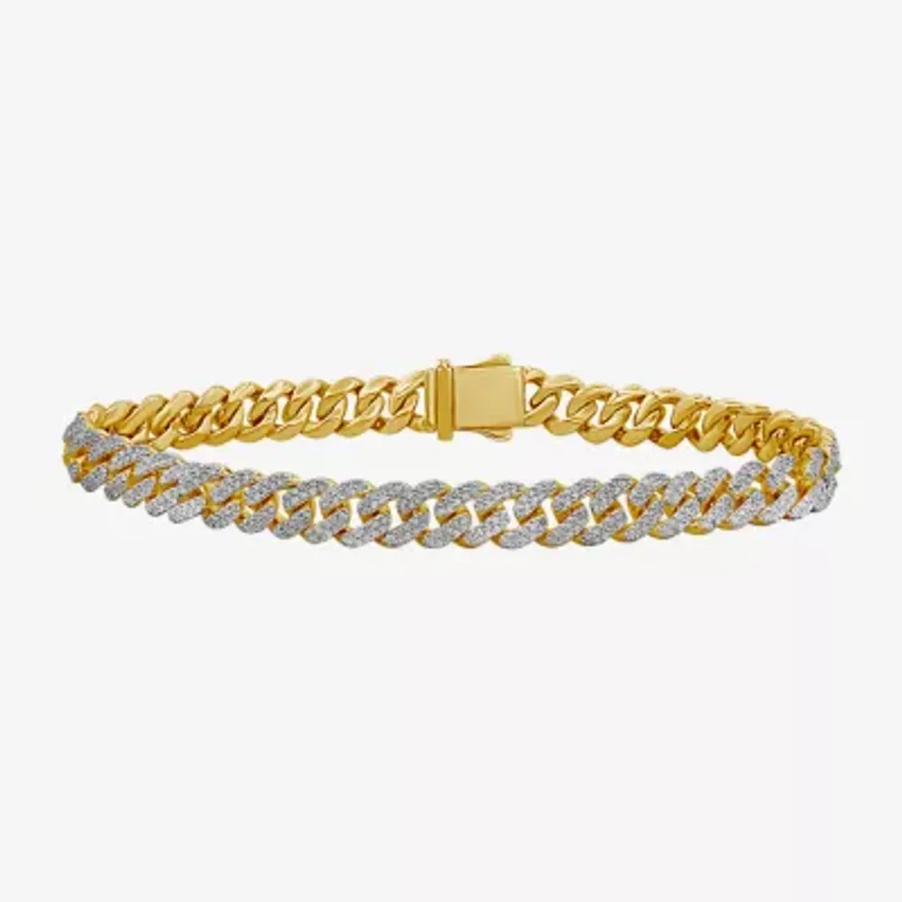 Mens 10K Gold 8 1/2 Inch Link Chain Bracelet