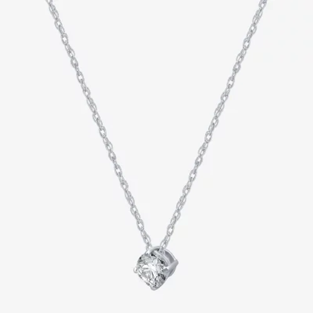 Ever Star (H-I / Si2-I1) Womens 1/4 CT. T.W. Lab Grown White Diamond 10K Gold Round Pendant Necklace