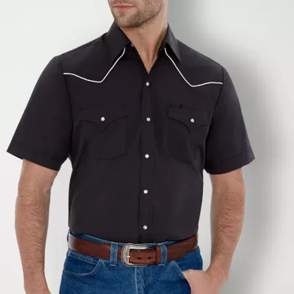 Ely Cattleman Western Mens Short Sleeve Classic Fit Button-Down Shirt