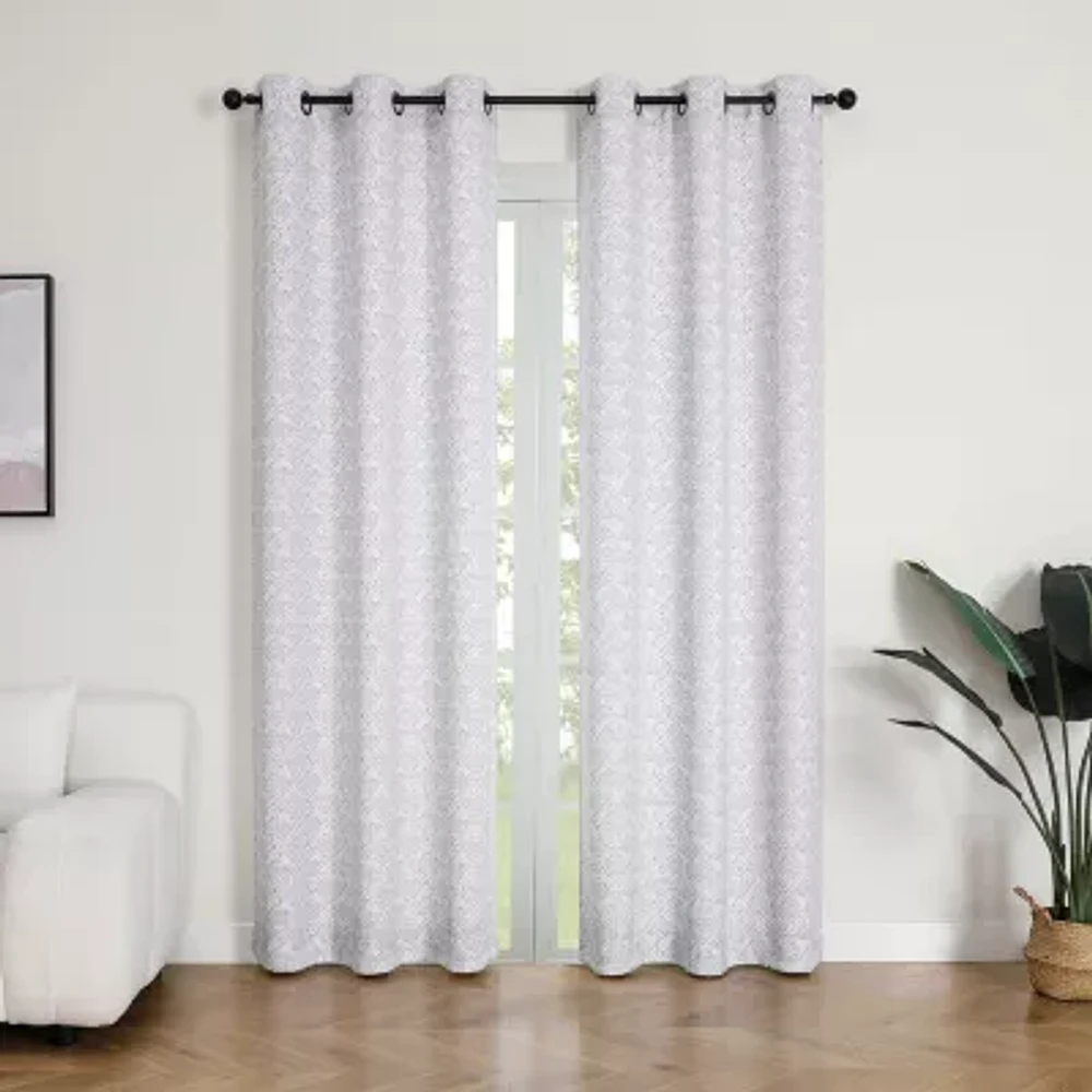 Regal Home Brodie Printed Grommet Top Energy Saving Blackout Set of 2 Curtain Panel