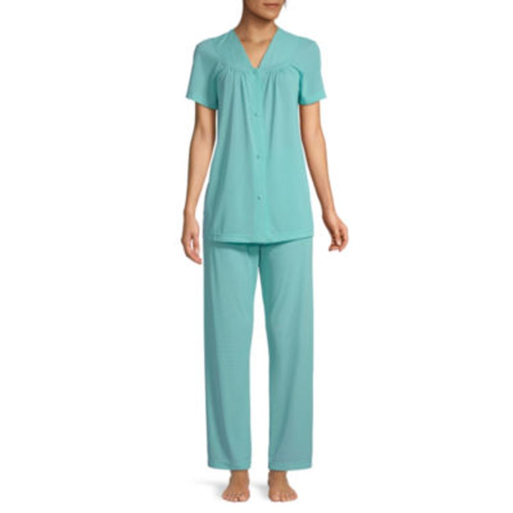 Lissome Womens V-Neck Short Sleeve 2-pc. Pajama Sets