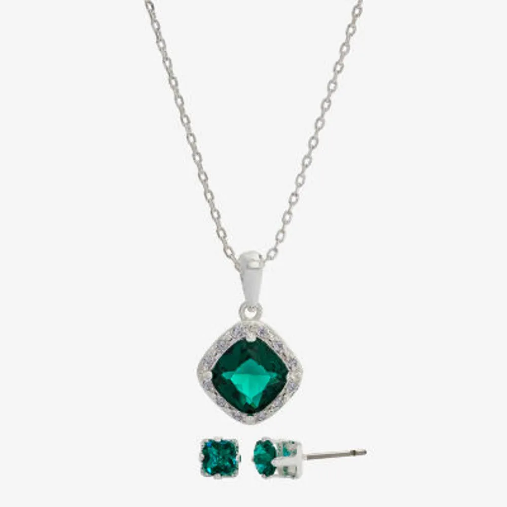 Sparkle Allure Womens Cubic Zirconia Pure Silver Over Brass Square 2-pc. Jewelry Set