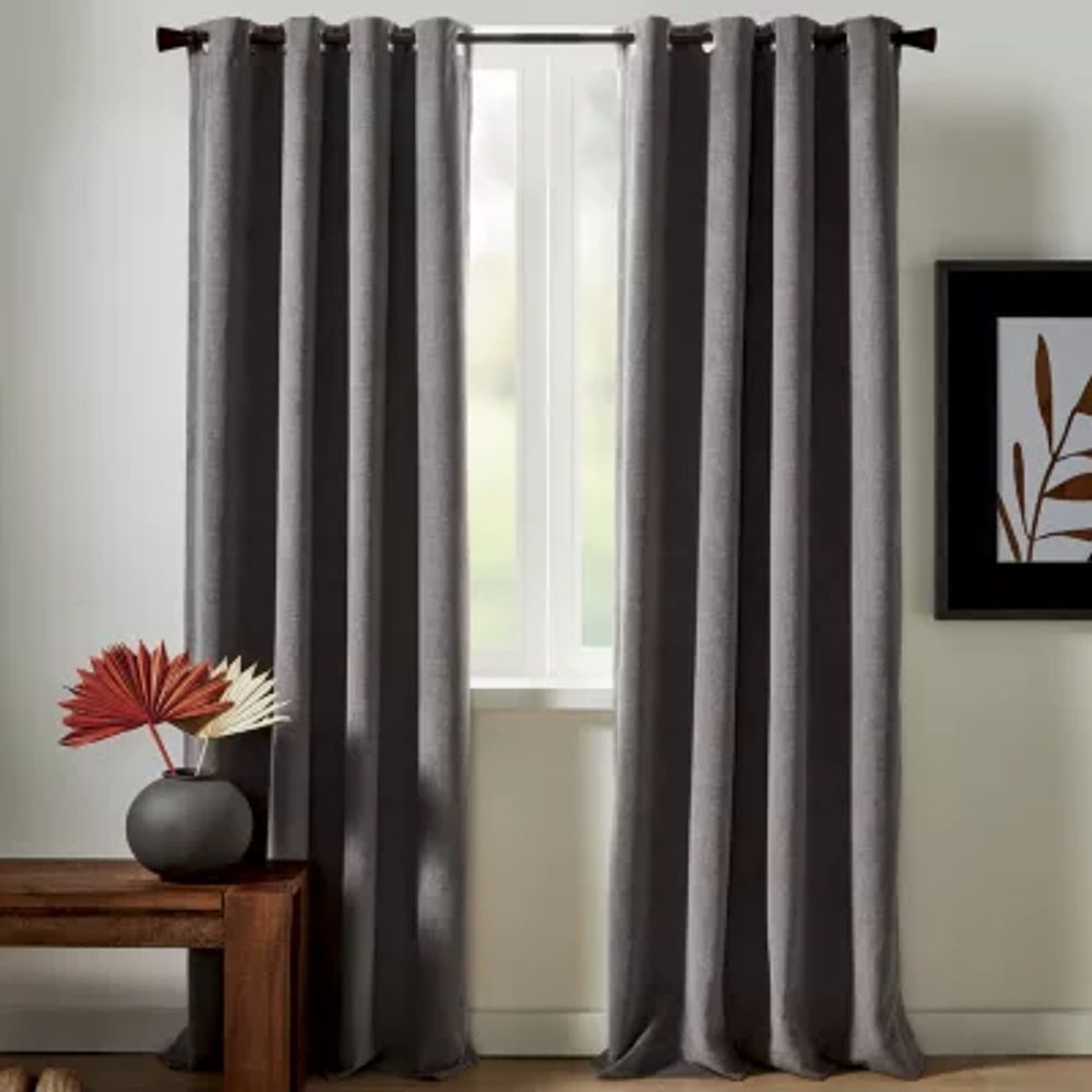 Regal Home Textured Chenille Grommet Top Energy Saving 100% Blackout Single Curtain Panel