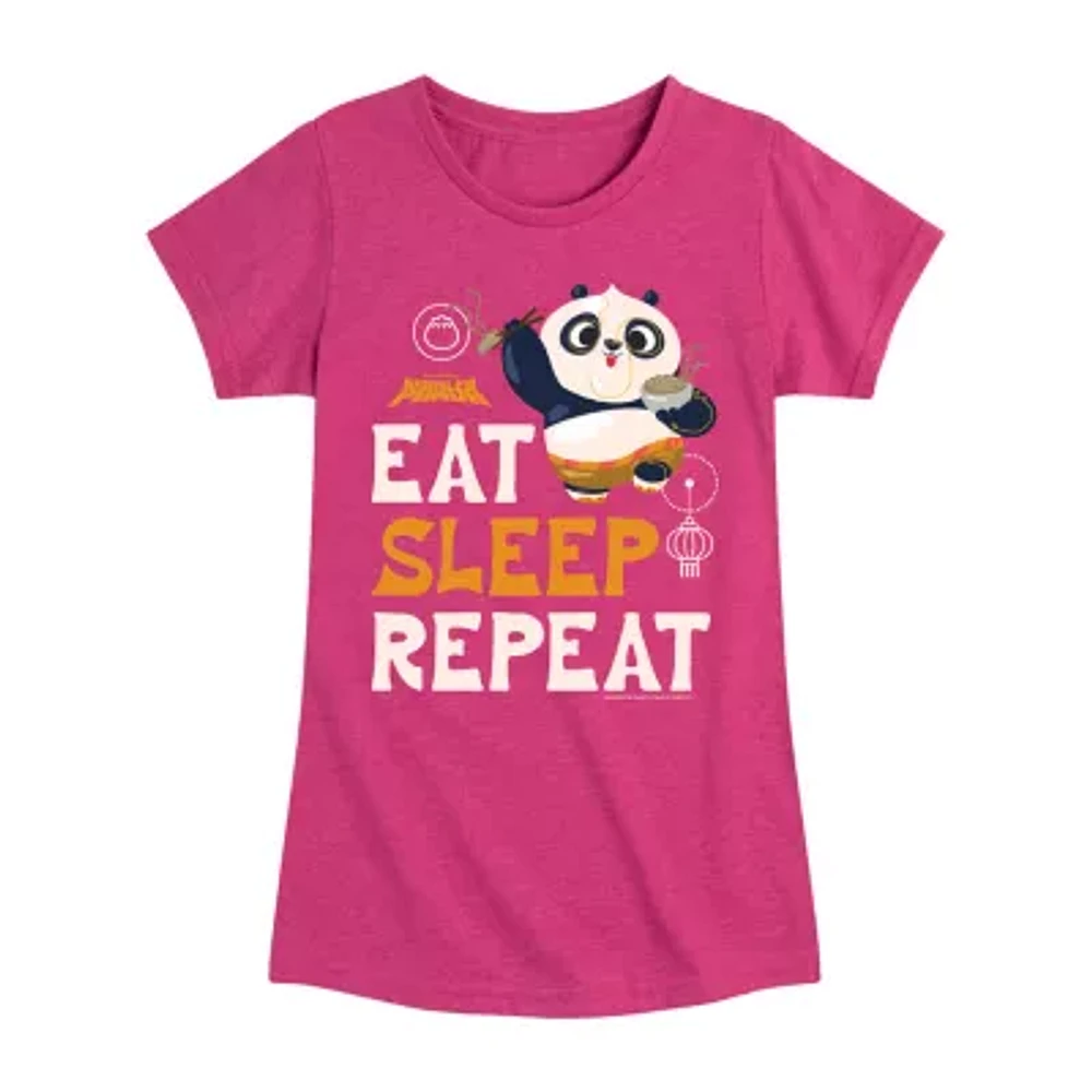 Eat Sleep Repeat Big Kid Girls Crew Neck Short Sleeve T-Shirt