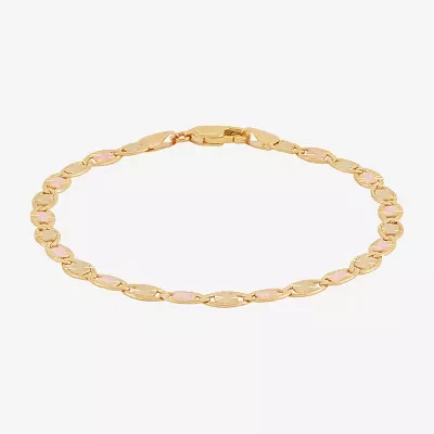 Made in Italy Womens 10K Tri-Color Gold 7.25 Inch Solid Fashion Chain Bracelet