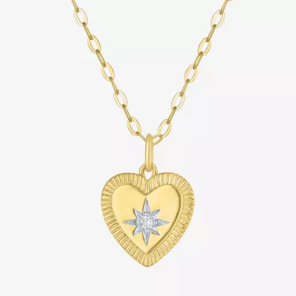 Diamond Addiction North Star (G-H / I1-I2) Womens Diamond Accent Lab Grown Diamond 14K Gold Over Silver Heart 16 Inch Pendant Necklace