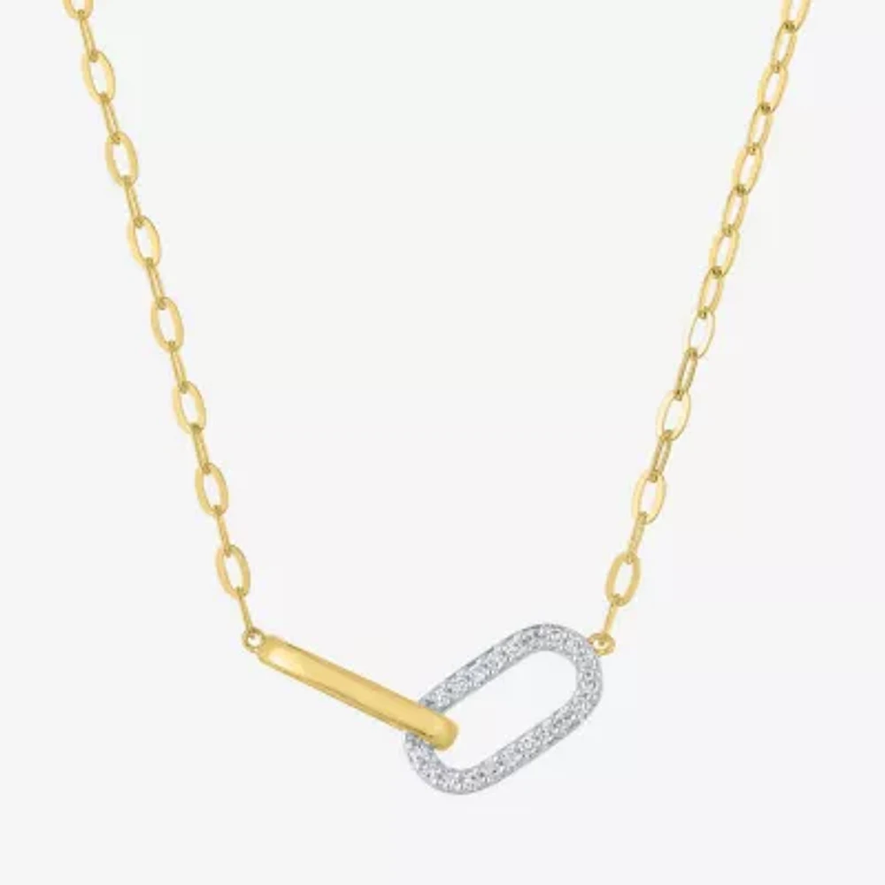 Diamond Addiction (G-H / I1-I2) Womens 1/10 CT. T.W. Lab Grown Diamond 14K Gold Over Silver Paperclip 16 Inch Pendant Necklace