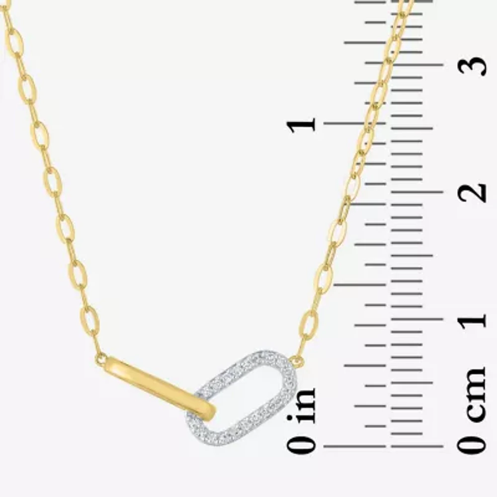 Diamond Addiction (G-H / I1-I2) Womens 1/10 CT. T.W. Lab Grown Diamond 14K Gold Over Silver Paperclip 16 Inch Pendant Necklace