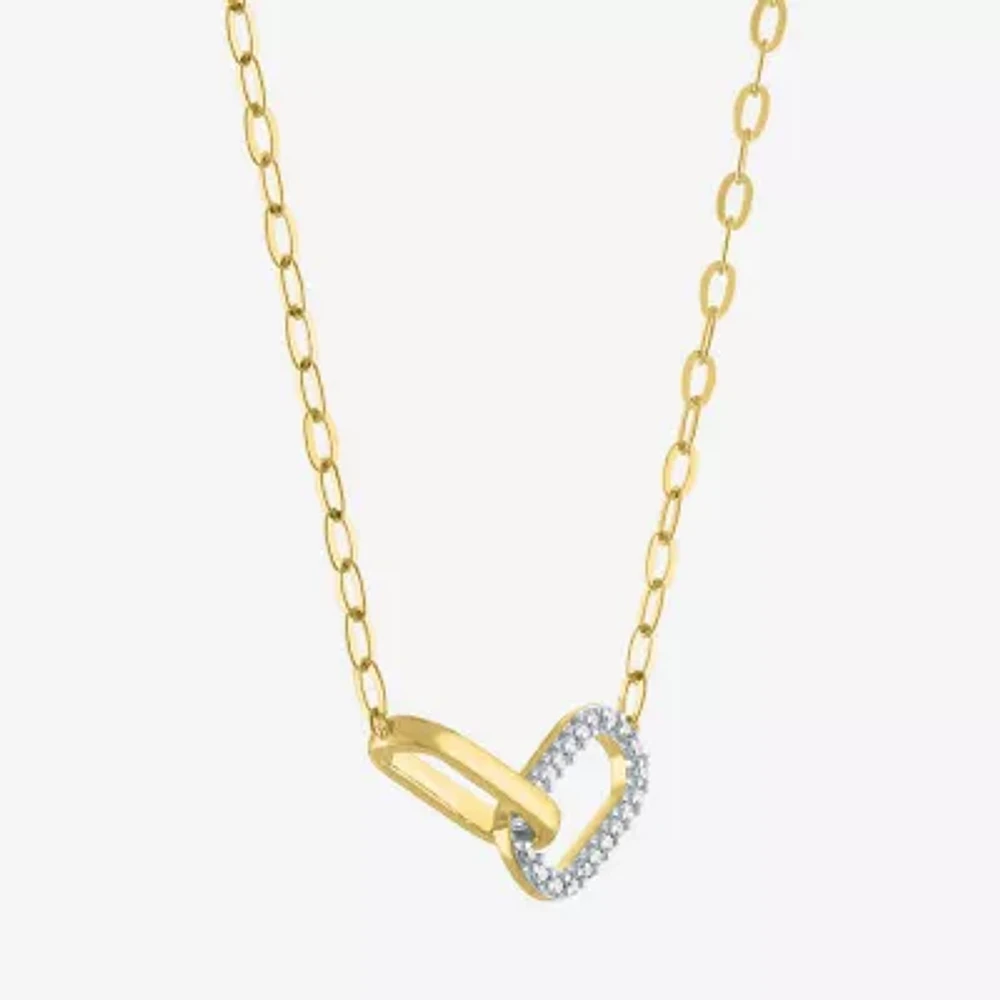 Diamond Addiction (G-H / I1-I2) Womens 1/10 CT. T.W. Lab Grown Diamond 14K Gold Over Silver Paperclip 16 Inch Pendant Necklace
