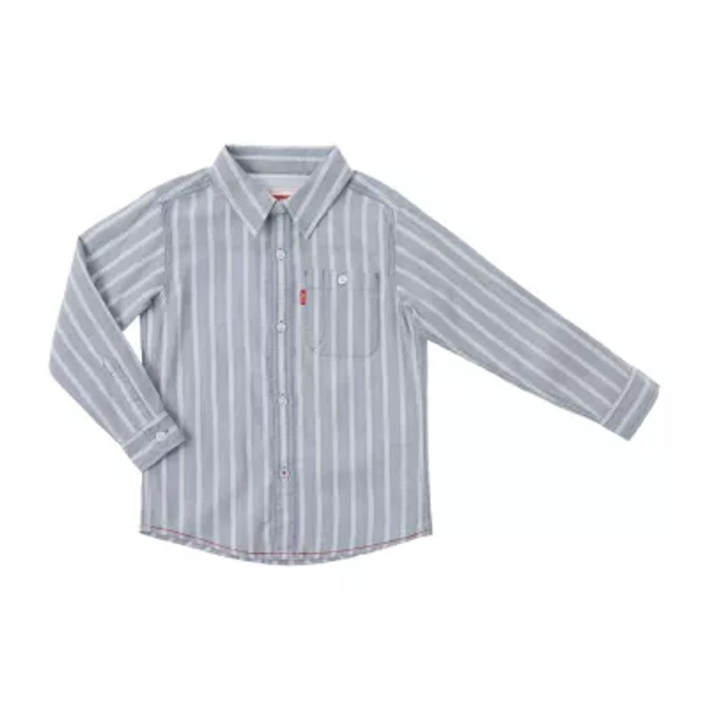 Levi's Big Kid Boys Long Sleeve Cuffed Sleeve Regular Fit Button-Down Shirt