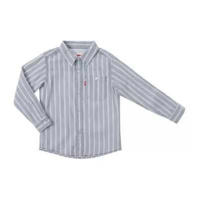 Levi's Big Kid Boys Long Sleeve Cuffed Sleeve Regular Fit Button-Down Shirt