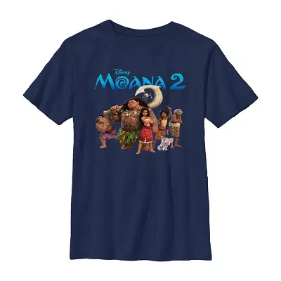 Disney Collection Little & Big Kid Boys Crew Neck Short Sleeve Moana Graphic T-Shirt