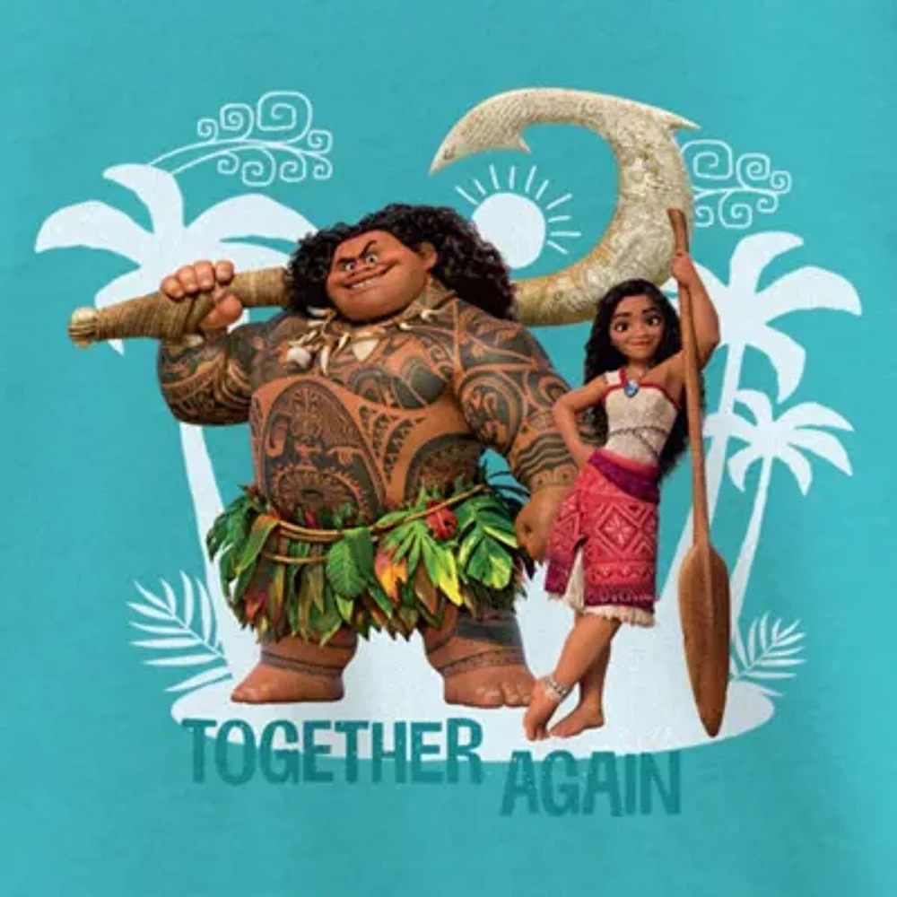Disney Collection Little & Big Kid Girls Crew Neck Short Sleeve Moana Graphic T-Shirt