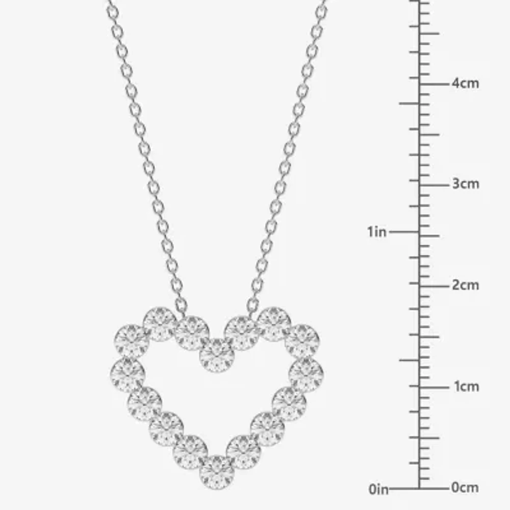 Floating Diamonds (F / Vs2) Womens 2 CT. T.W. Lab Grown White Diamond 14K White Gold Heart 18 Inch Pendant Necklace