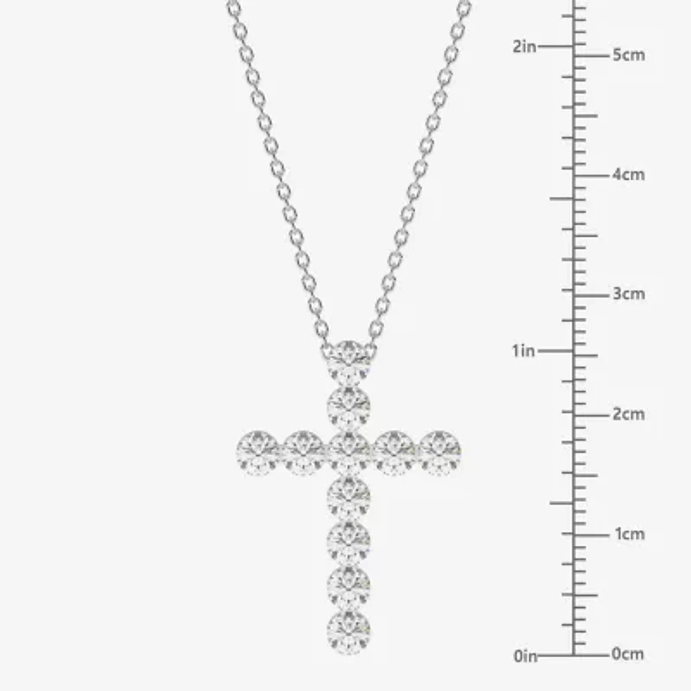 Floating Diamonds (F / Vs2) Womens 2 CT. T.W. Lab Grown White Diamond 14K White Gold Cross 18 Inch Pendant Necklace
