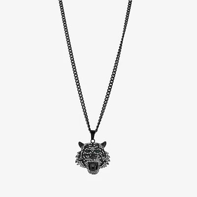 Mens Green Cubic Zirconia Stainless Steel Hypoallergenic 26 Inch Pendant Necklace