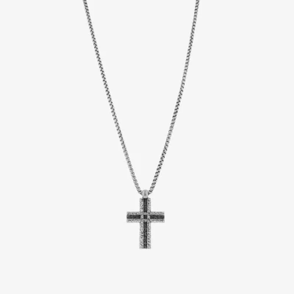 Mens Stainless Steel Cross Hypoallergenic 26 Inch Pendant Necklace