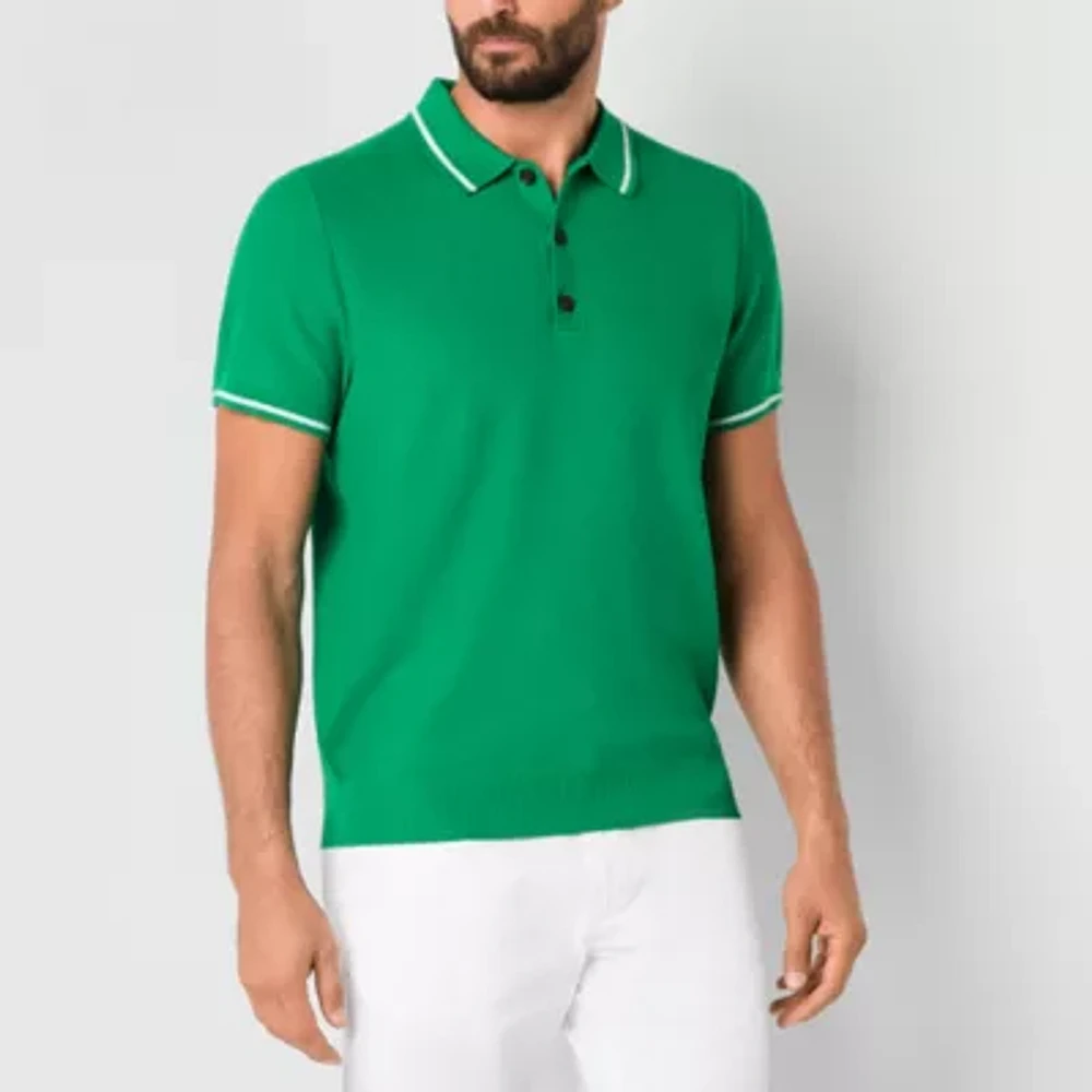 St. John's Bay Polo Mens Short Sleeve Button Sweater