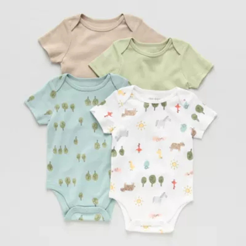 Okie Dokie Baby Unisex Crew Neck Short Sleeve 4-pc. Bodysuit