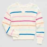Thereabouts Little & Big Kid Girls V Neck Long Sleeve Pullover Sweater