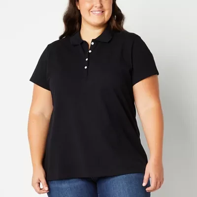 St. John's Bay Plus Womens Short Sleeve Polo Shirt