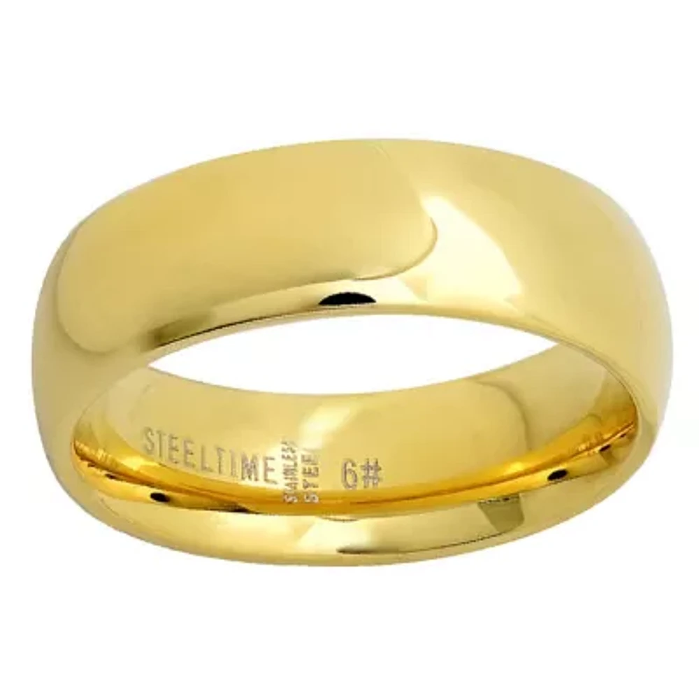 Steeltime Mens 6MM 18K Gold Over Stainless Steel Band