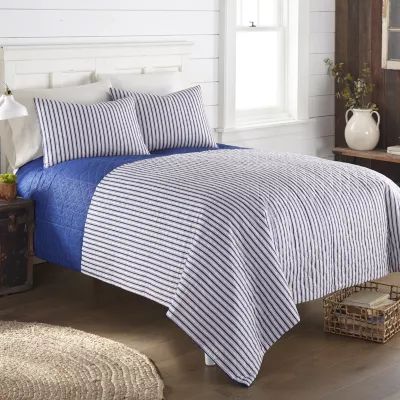 Micro Flannel Seersucker Reversible Wrinkle Resistant Quilt Set