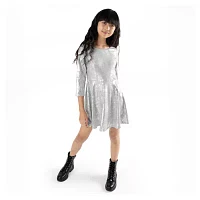 Rare Editions Big Kid Girls 3/4 Sleeve Fitted Sleeve Skater Dress