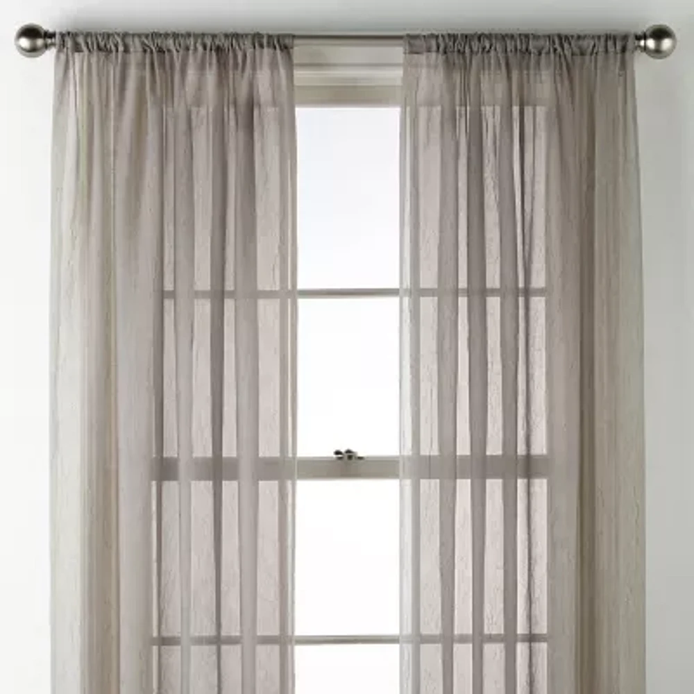 Home Expressions Crushed Voile Rod Pocket Sheer Single Curtain Panel