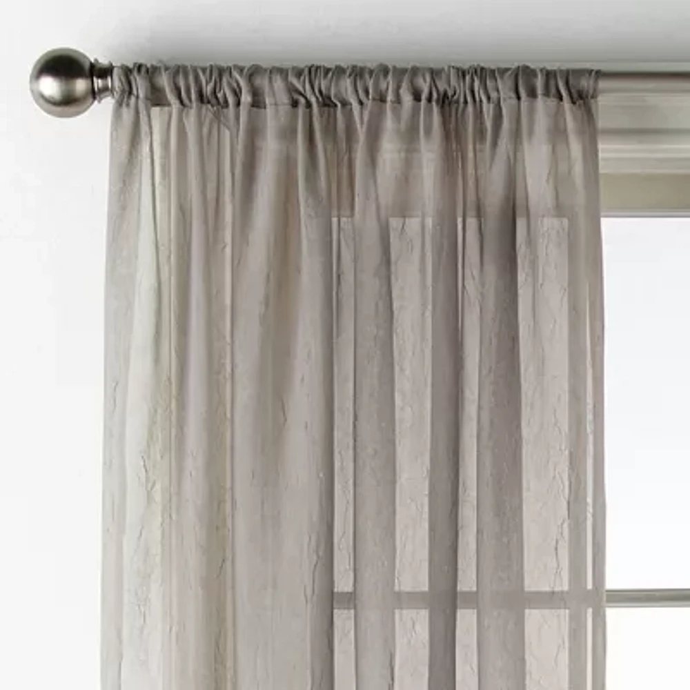 Home Expressions Crushed Voile Rod Pocket Sheer Single Curtain Panel