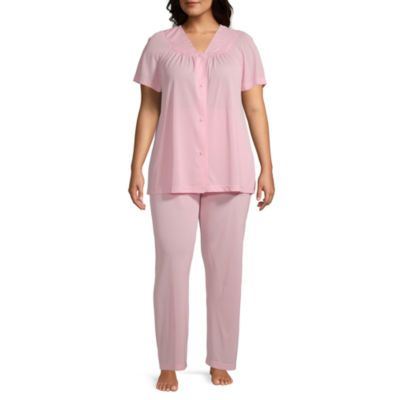 Lissome Womens V-Neck Short Sleeve 2-pc. Plus Pajama Sets