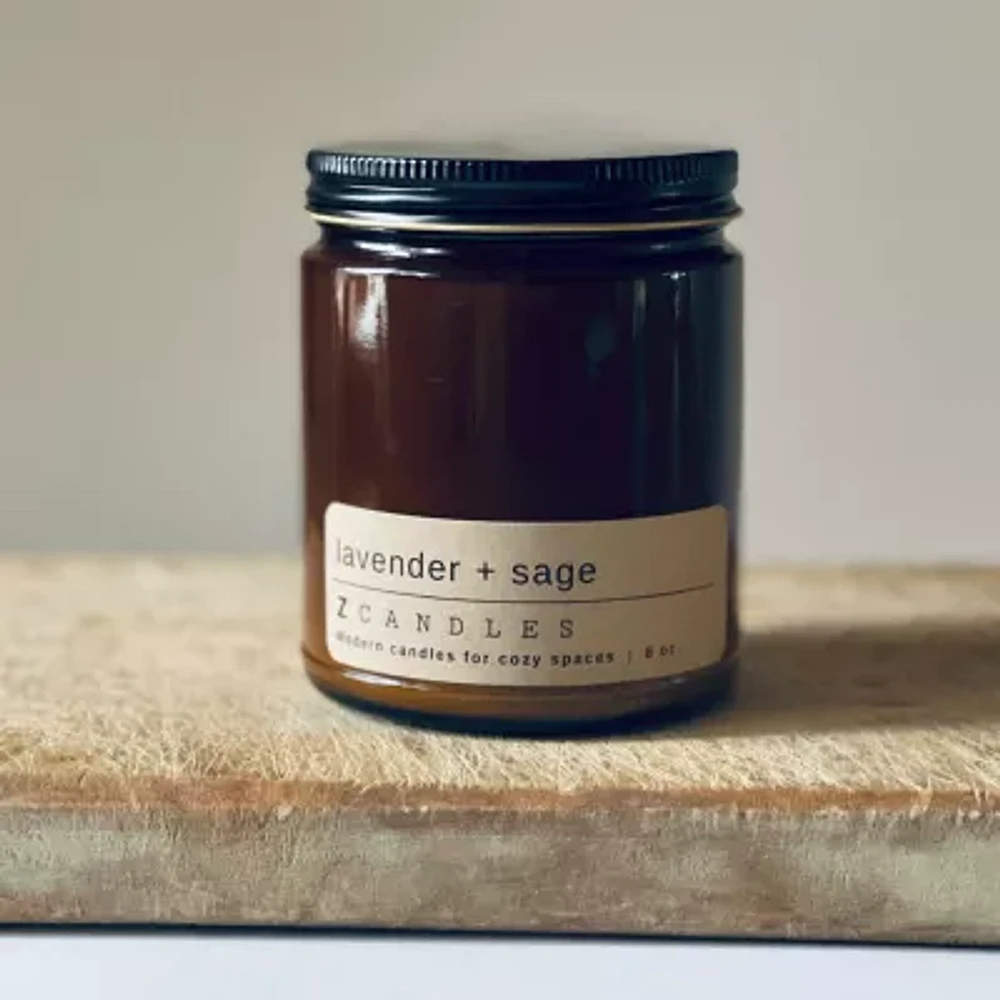 Z CANDLES 8 Oz Lavender + Sage Single Wick Scented Jar Candle