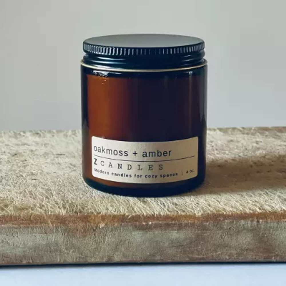 Z CANDLES 8 Oz Oakmoss + Amber Single Wick Scented Jar Candle