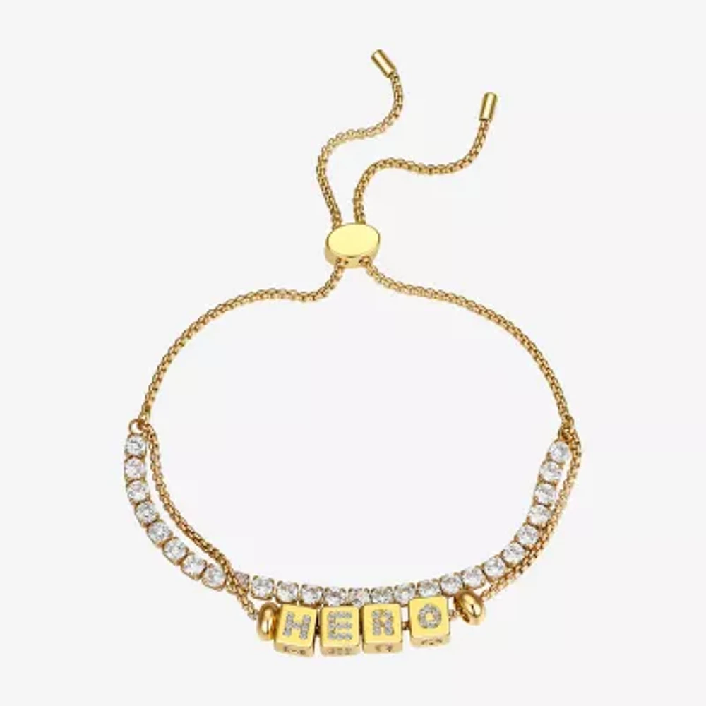 Footnotes Hero Womens Cubic Zirconia 14K Gold Over Brass Bolo Bracelet
